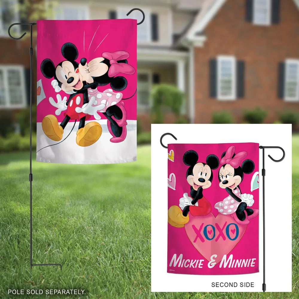 Mickey and Minnie Valentine Garden Flag 2 Sided Love Happens Here heartlandflags