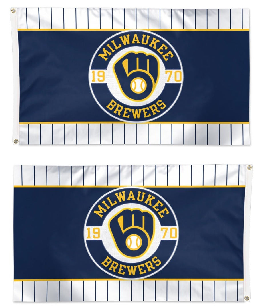 Milwaukee Brewers Embroidered Flag 2 Sided 3x5 heartlandflags