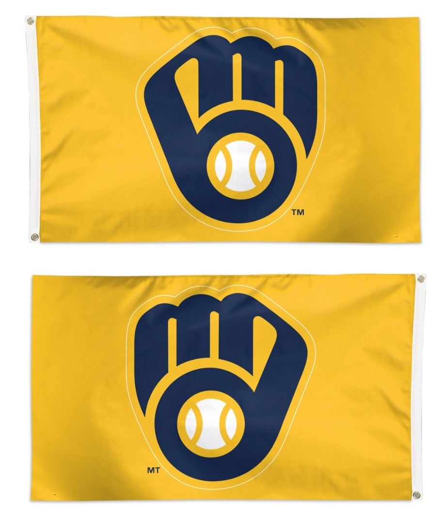 Milwaukee Brewers Flag 3x5 Glove Logo Yellow heartlandflags
