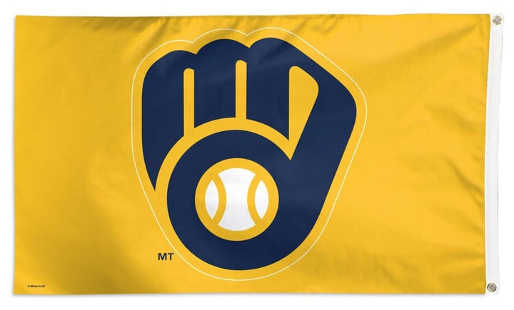 Milwaukee Brewers Flag 3x5 Glove Logo Yellow heartlandflags