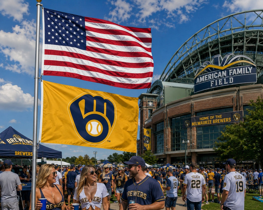 Milwaukee Brewers Flag 3x5 Glove Logo Yellow heartlandflags