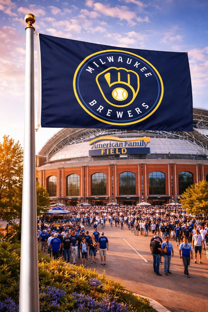 Milwaukee Brewers Flag 3x5 Logo 2 Sided heartlandflags