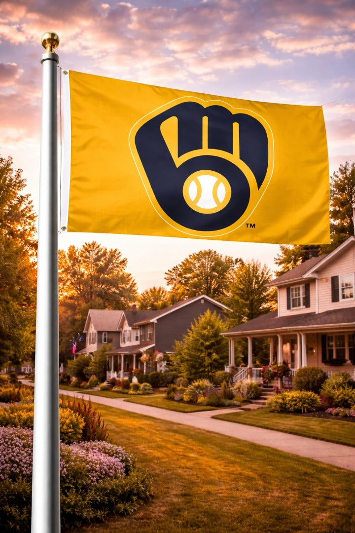 Milwaukee Brewers Flag 3x5 Retro Logo 2 Sided heartlandflags