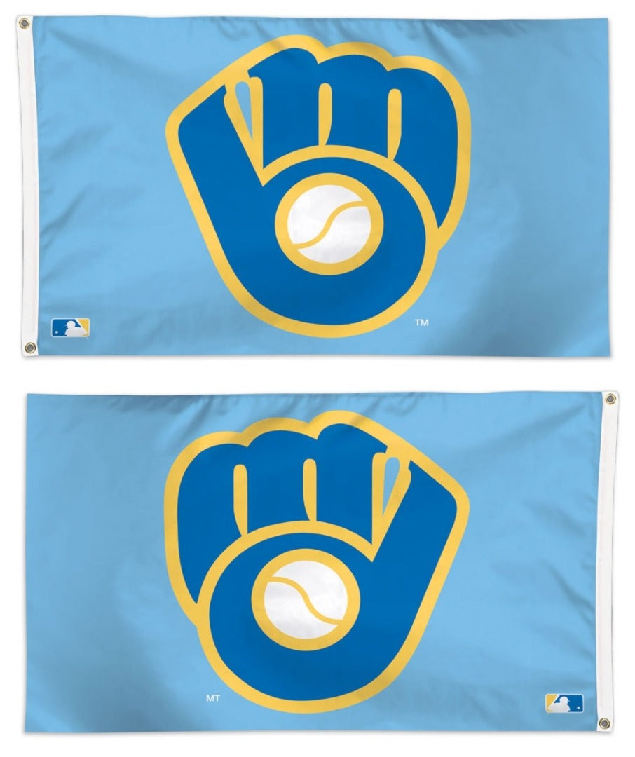 Milwaukee Brewers Flag 3x5 Throwback Glove Logo heartlandflags