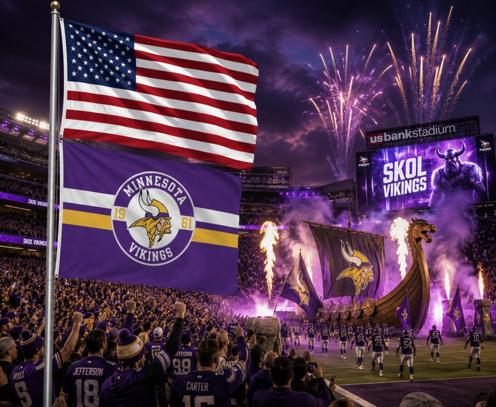 Minnesota Vikings Flag 3x5 Applique 2 Sided heartlandflags