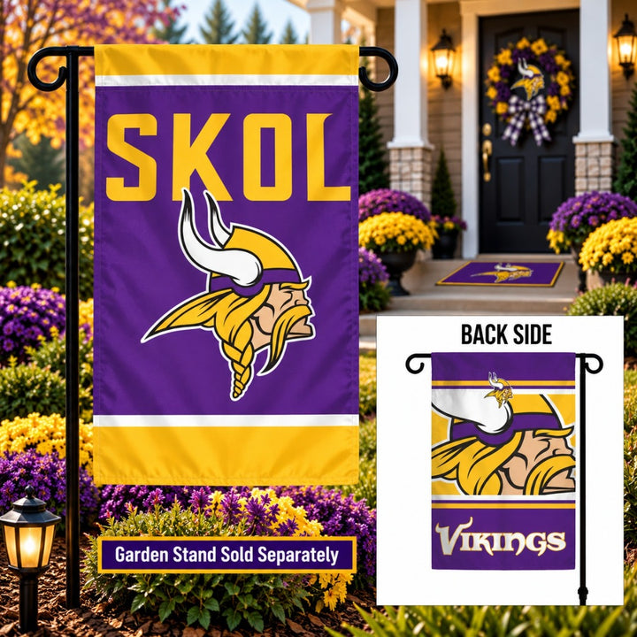Minnesota Vikings Garden Flag 2 Sided SKOL Slogan heartlandflags