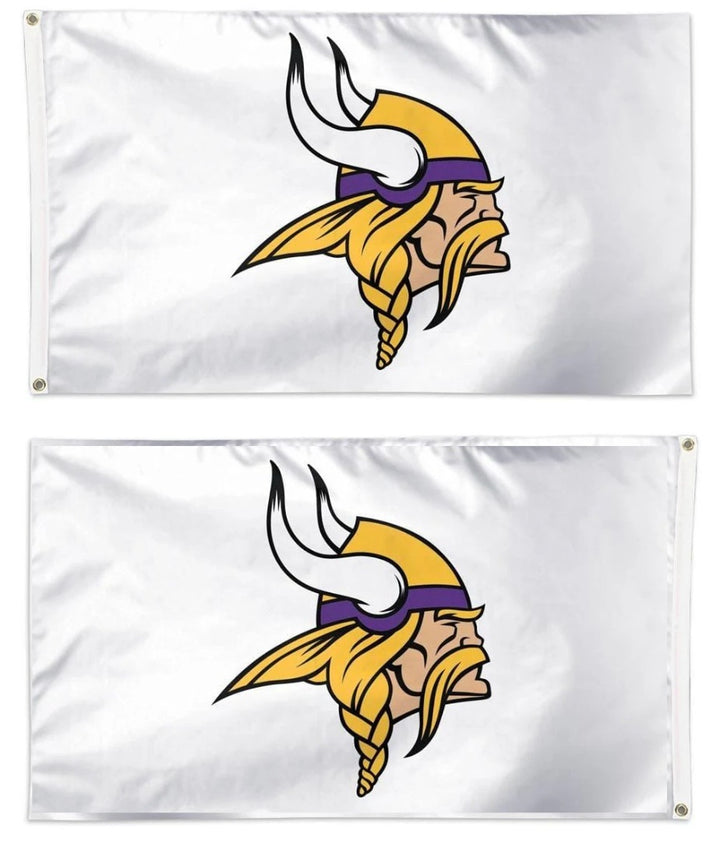 Minnesota Vikings White 2 Sided 3x5 Flag heartlandflags