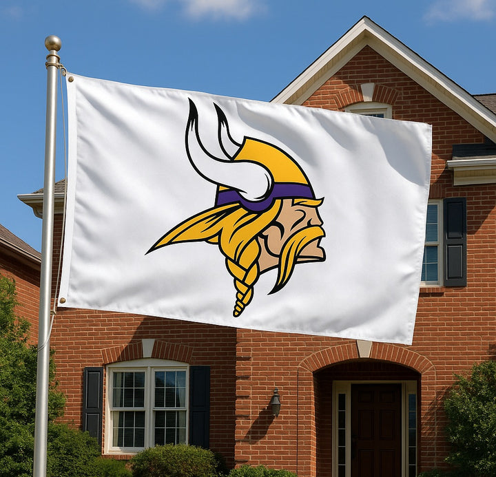 Minnesota Vikings White 2 Sided 3x5 Flag heartlandflags