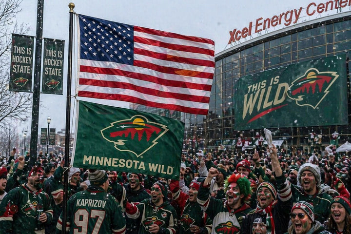 Minnesota Wild Flag 3x5 Logo Name heartlandflags