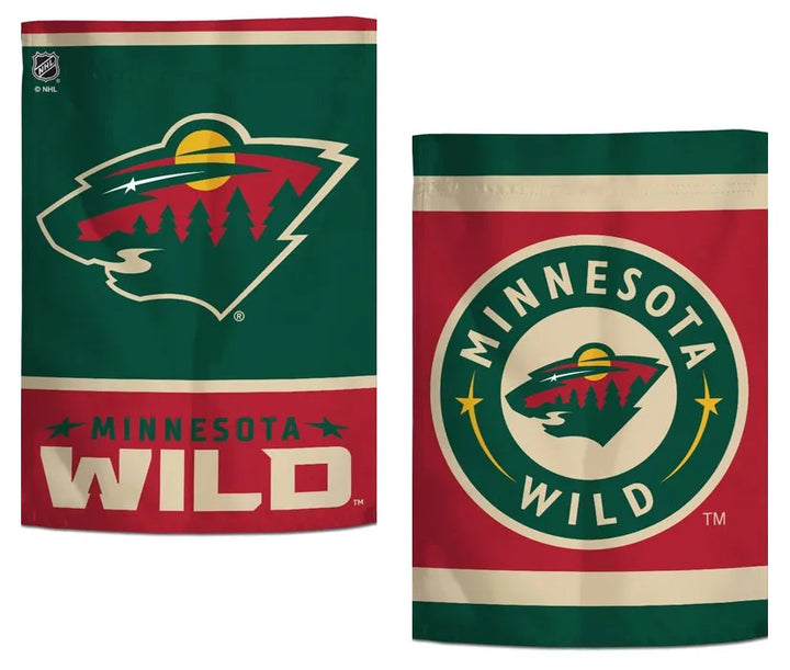 Minnesota Wild Garden Flag 2 Sided Double Logo heartlandflags