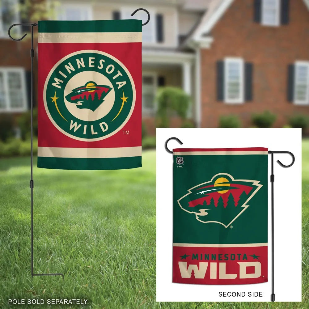 Minnesota Wild Garden Flag 2 Sided Double Logo heartlandflags