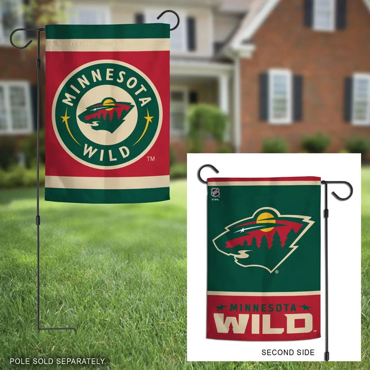 Minnesota Wild Garden Flag 2 Sided Double Logo heartlandflags