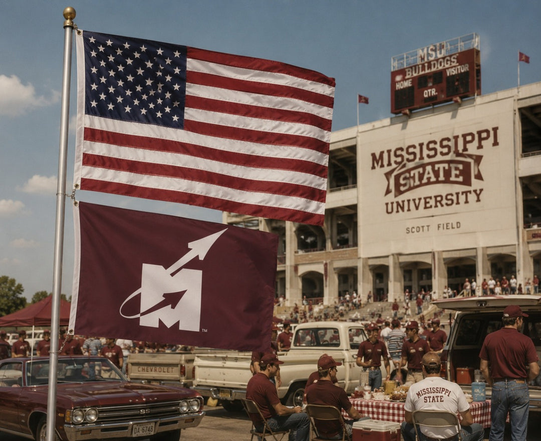 Mississippi State University Flying M Logo 3x5 Flag heartlandflags