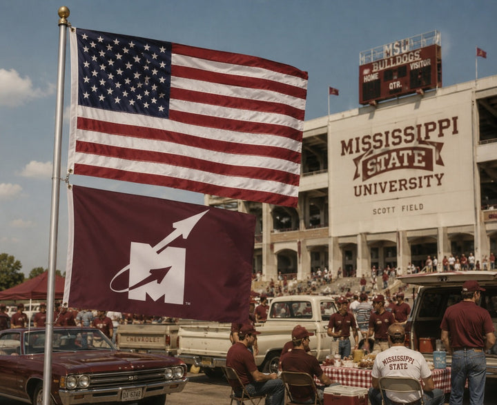 Mississippi State University Flying M Logo 3x5 Flag heartlandflags