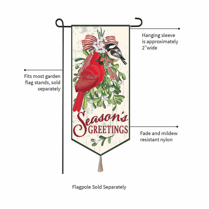 Mistletoe And Cardinal Long Garden Flag 2 Sided heartlandflags