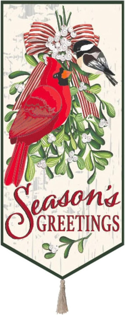 Mistletoe & Cardinal 2 Sided Long Garden Flag heartlandflags