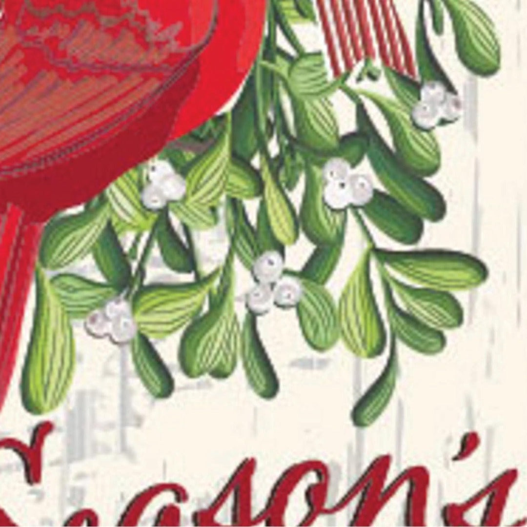 Mistletoe & Cardinal 2 Sided Long Garden Flag heartlandflags