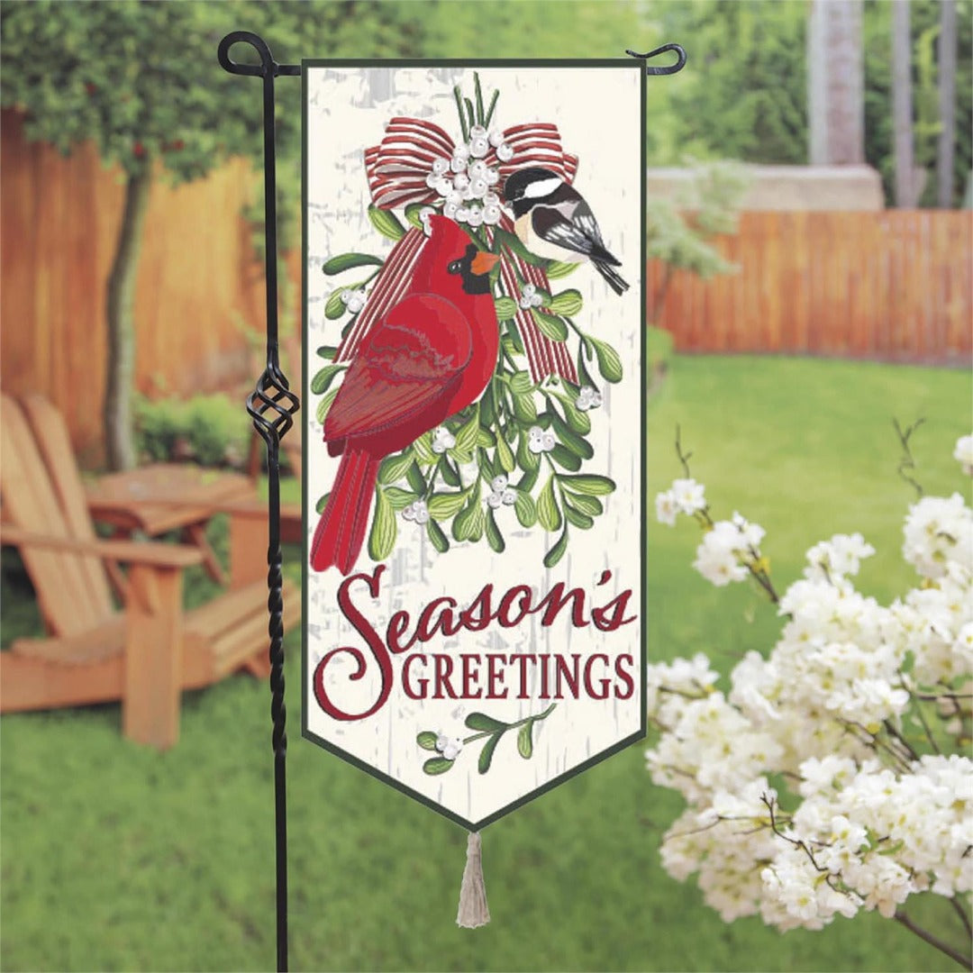 Mistletoe & Cardinal 2 Sided Long Garden Flag heartlandflags