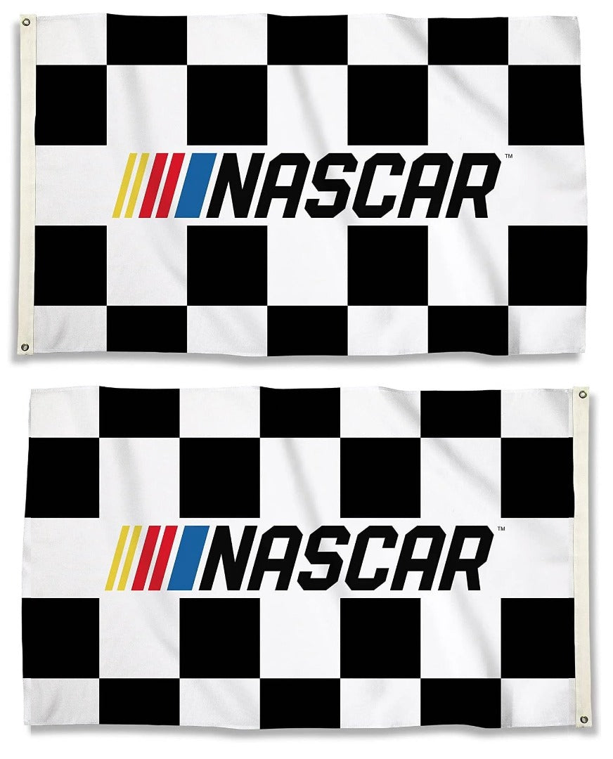 NASCAR Checkered Flag 3x5 With Logo 2 Sided heartlandflags