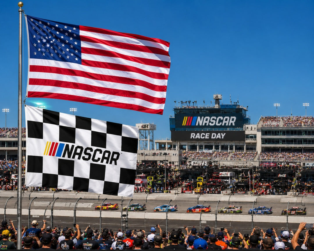 NASCAR Checkered Flag 3x5 With Logo heartlandflags