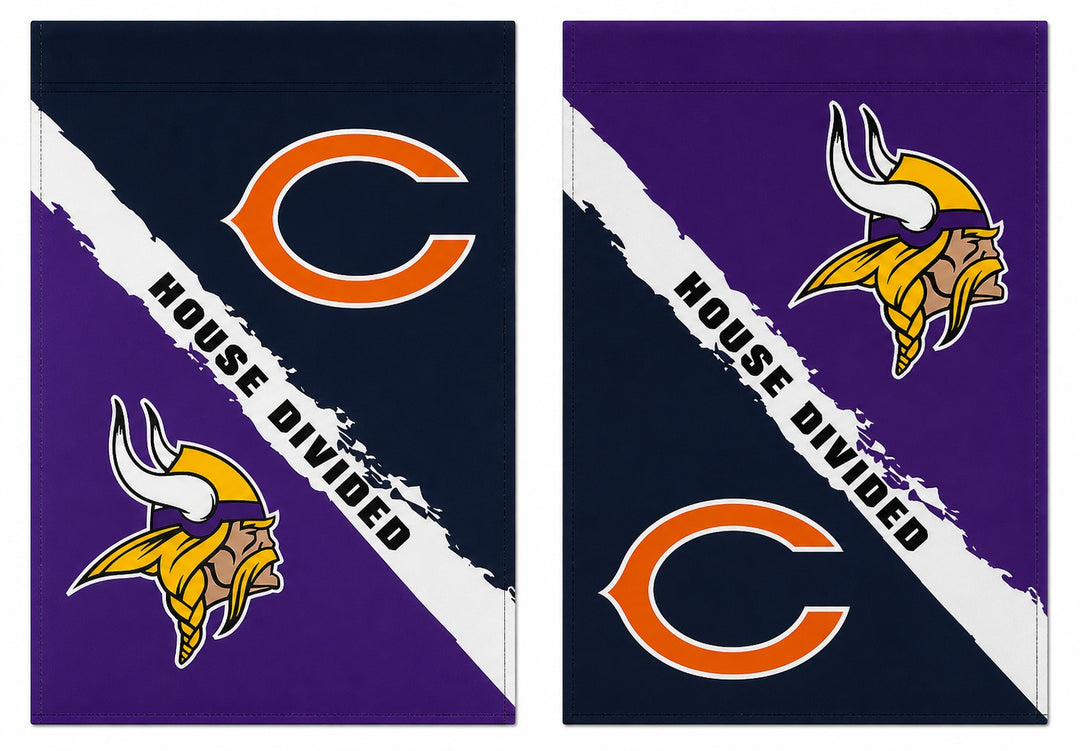 NFL Bears and Vikings House Divided Garden Flag 2 Sided heartlandflags