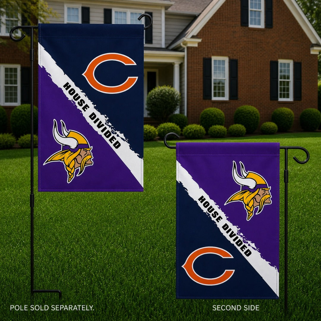 NFL Bears and Vikings House Divided Garden Flag 2 Sided heartlandflags