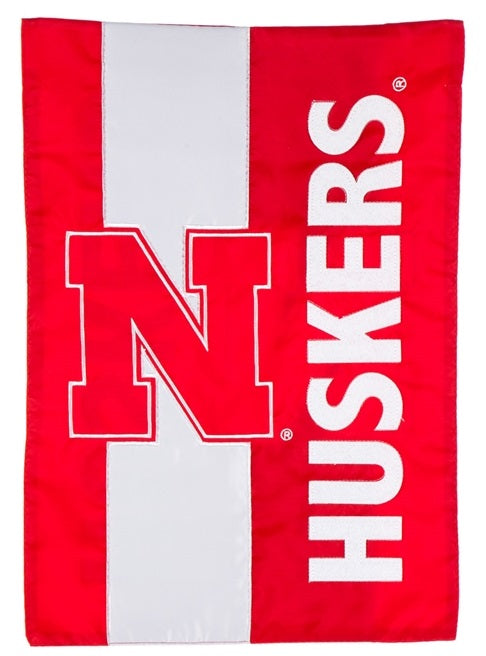 Nebraska Huskers 2 Sided Embellished Garden Flag heartlandflags