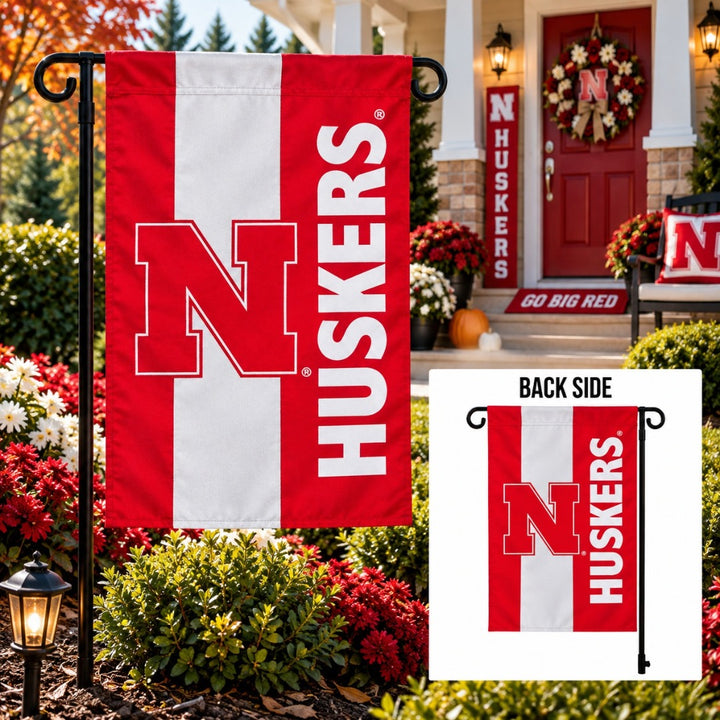 Nebraska Huskers 2 Sided Embellished Garden Flag heartlandflags