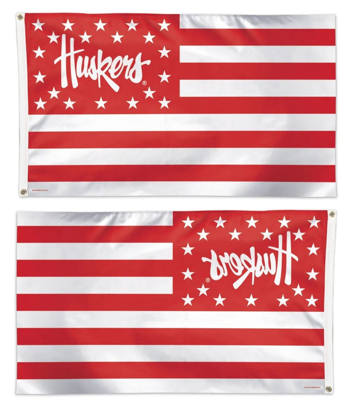 Nebraska Huskers Flag 3x5 Americana Stars and Stripes heartlandflags