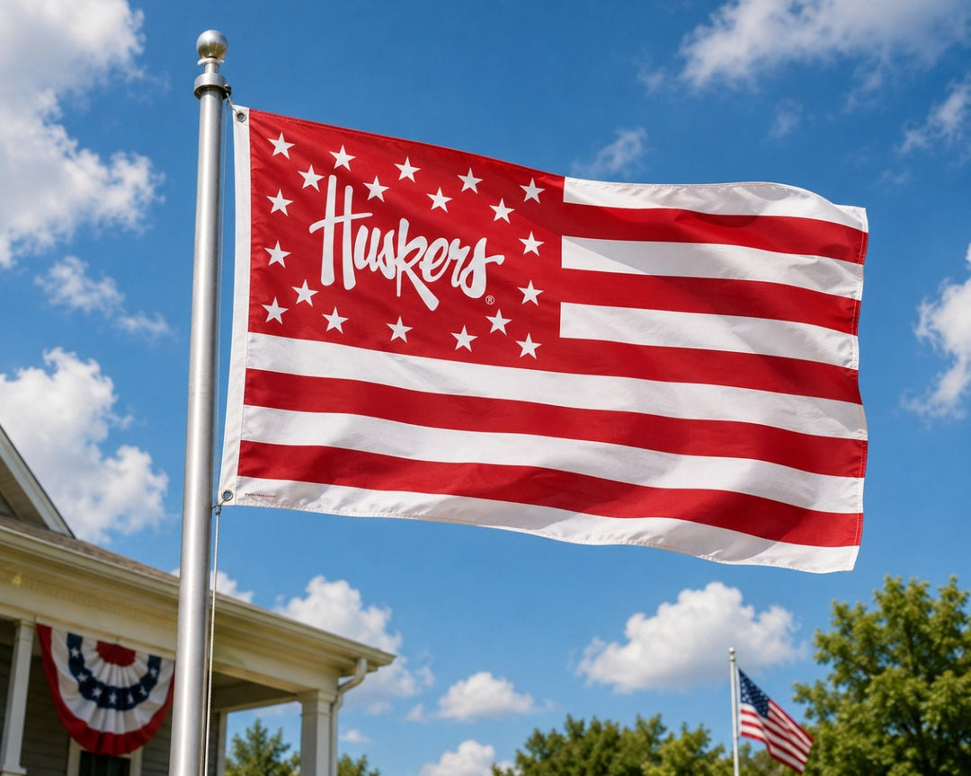 Nebraska Huskers Flag 3x5 Americana Stars and Stripes heartlandflags