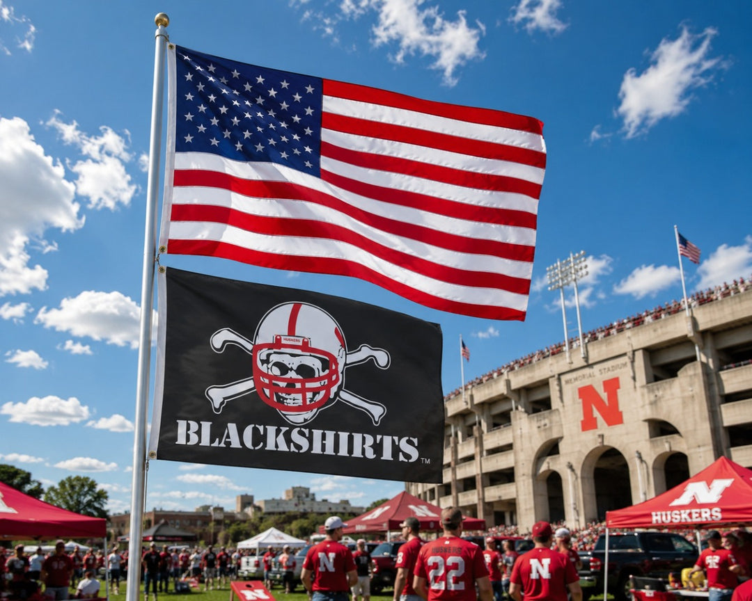 Nebraska Huskers Flag 3x5 Blackshirts heartlandflags