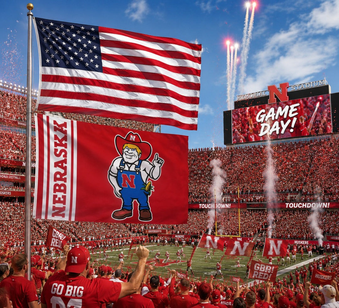 Nebraska Huskers Flag 3x5 Mascot heartlandflags