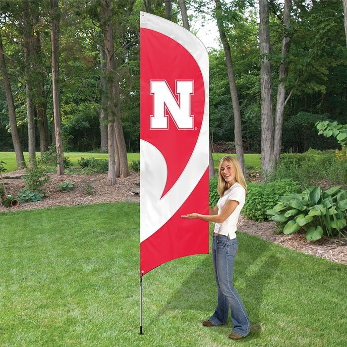 Nebraska Huskers Tall Team Feather Flag With Flagpole heartlandflags