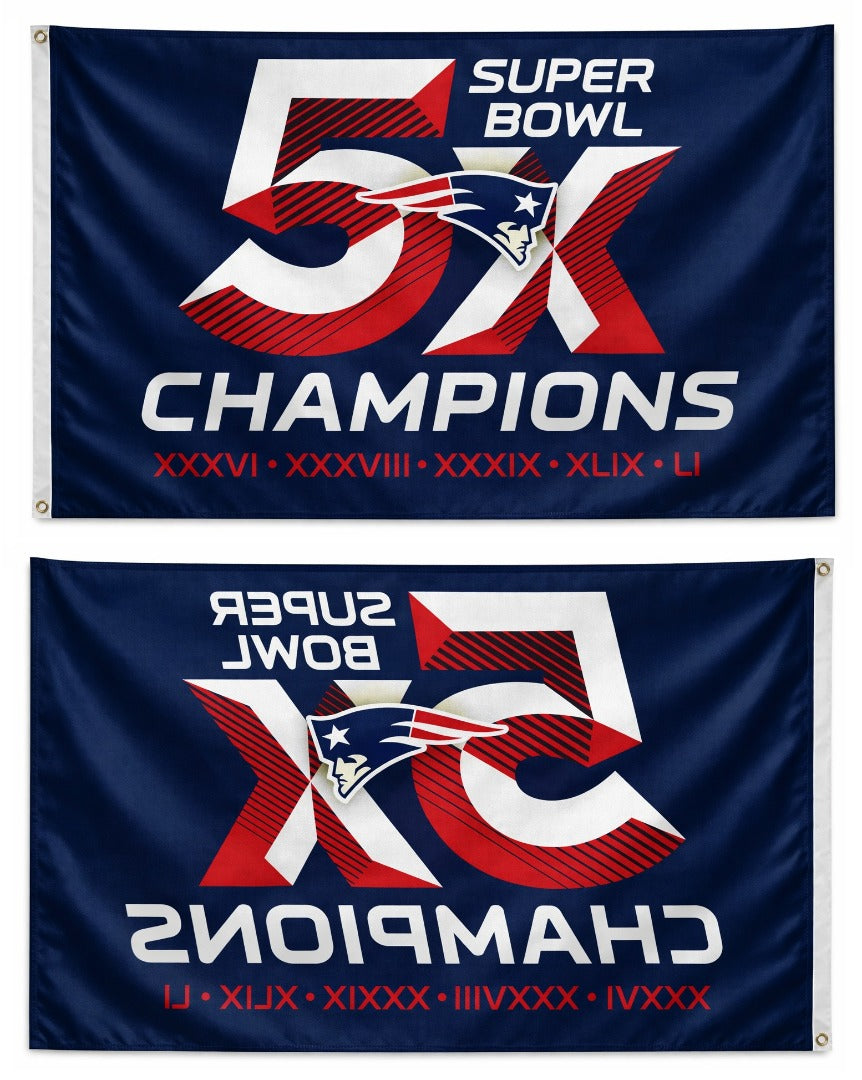 New England 5X Super Bowl Champions 3x5 Flag heartlandflags