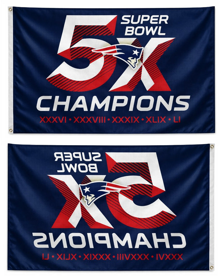 New England 5X Super Bowl Champions 3x5 Flag heartlandflags