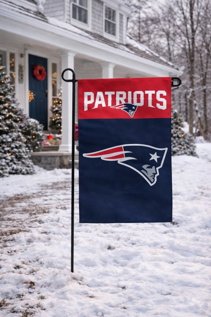 New England Patrioits Garden Flag 2 Sided Logo heartlandflags