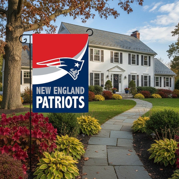 New England Patriots 2 Sided Burlap Garden Flag heartlandflags