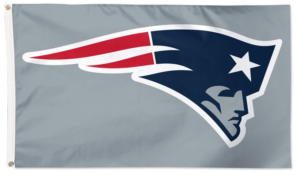 New England Patriots Flag 3x5 Logo Grey heartlandflags