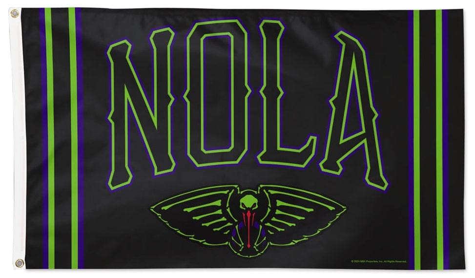 New Orleans Pelicans Flag 3x5 City Logo NOLA Black 2023 heartlandflags