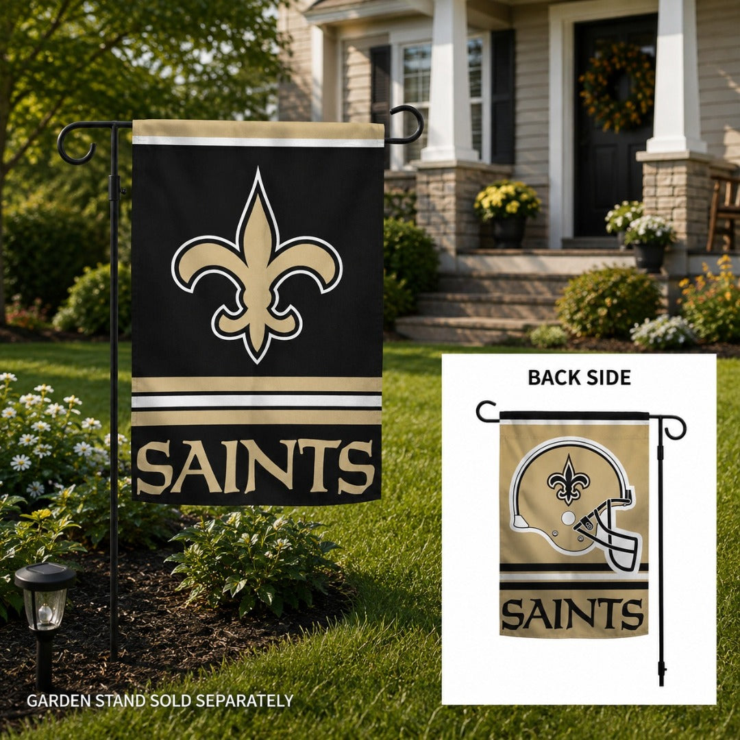 New Orleans Saints 2 Sided Garden Flag Double Logo heartlandflags
