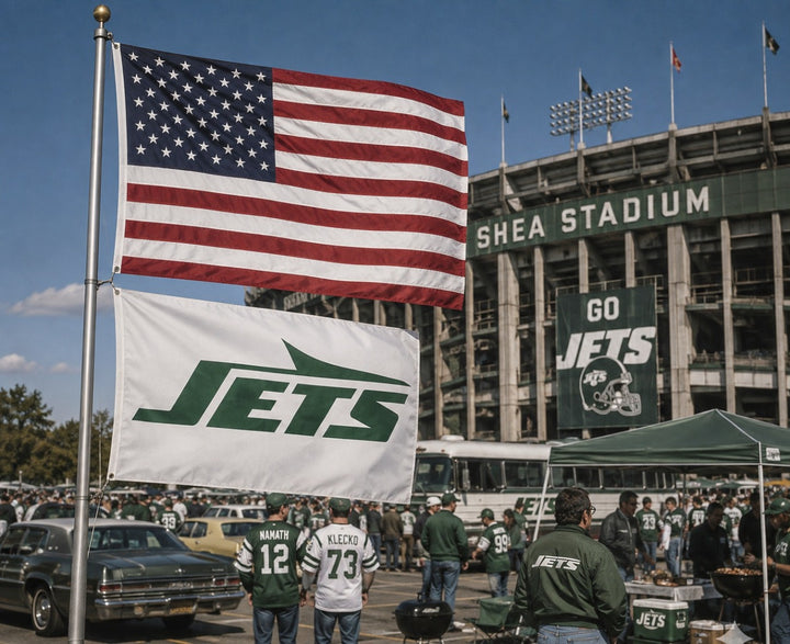 New York Jets White Flag New Logo 2 Sided 3x5 heartlandflags
