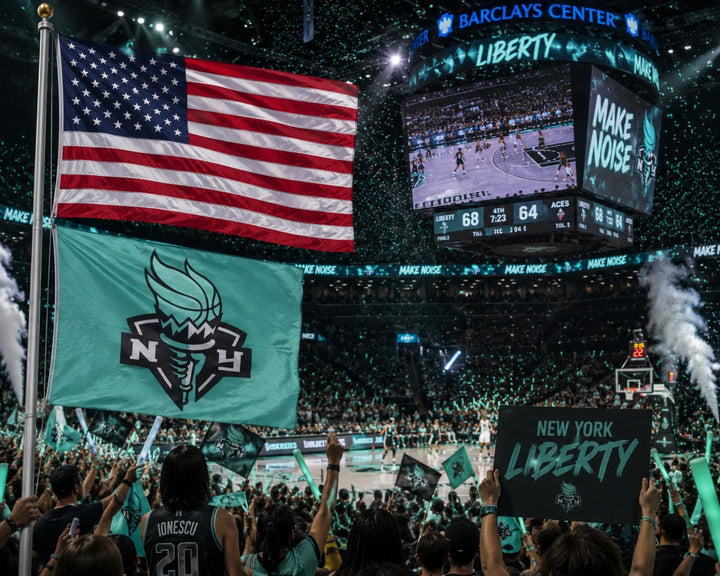 New York Liberty Flag 3x5 Logo heartlandflags