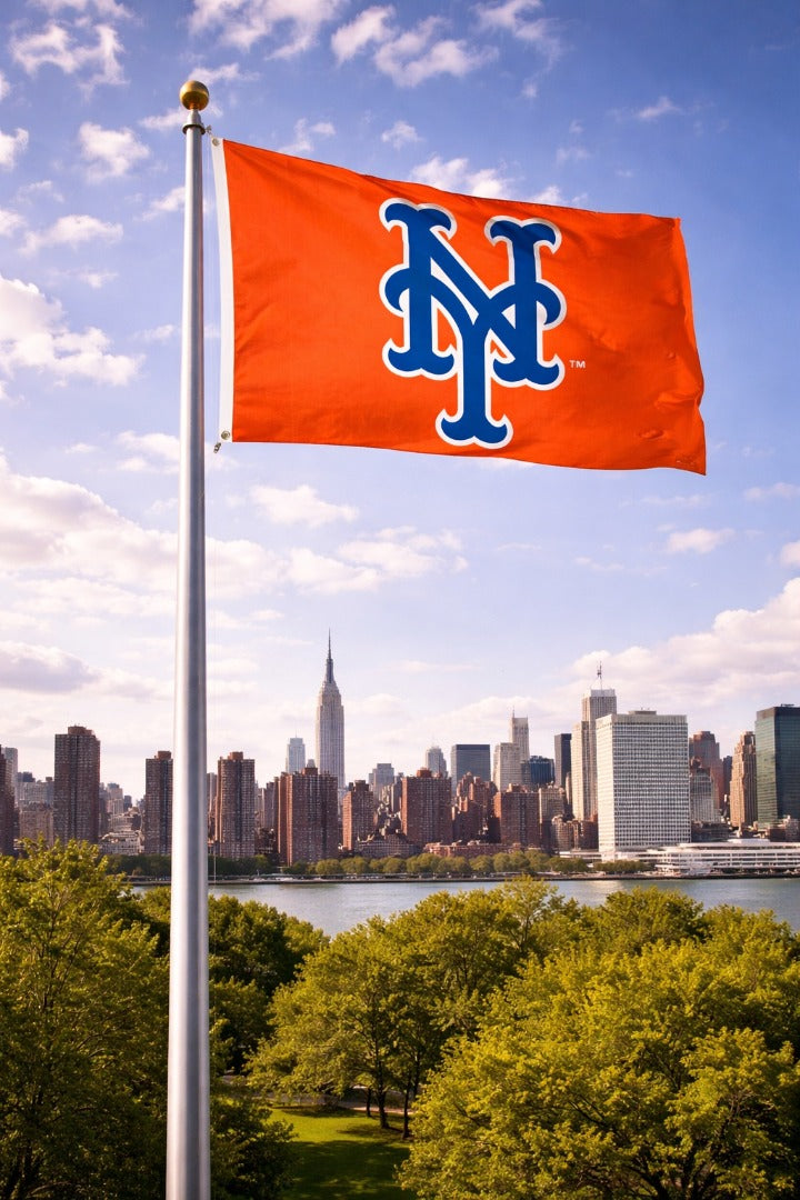 New York Mets 2 Sided Orange 3x5 Flag heartlandflags
