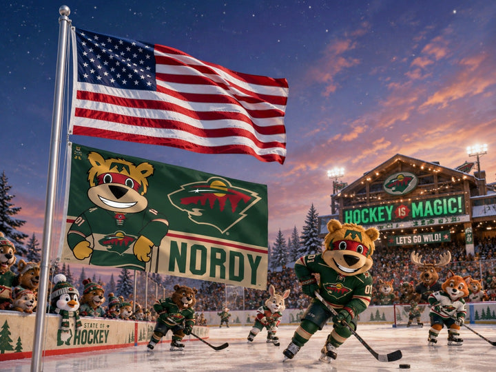 Nordy Mascot 3x5 Minnesota Wild Flag heartlandflags