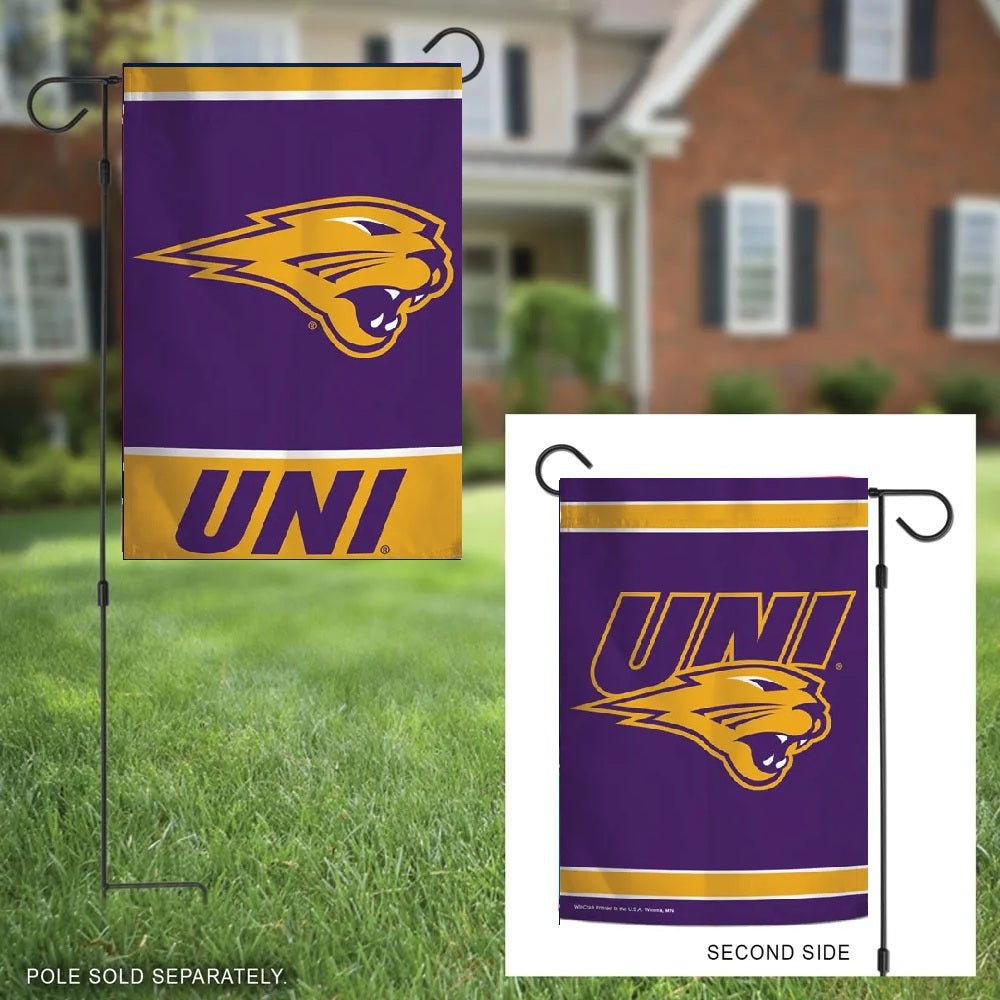 Northern Iowa Panthers 2 Sided Garden Flag UNI Double Logo Design heartlandflags