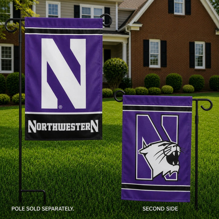 Northwestern Wildcats 2 Sided Garden Flag Logo heartlandflags