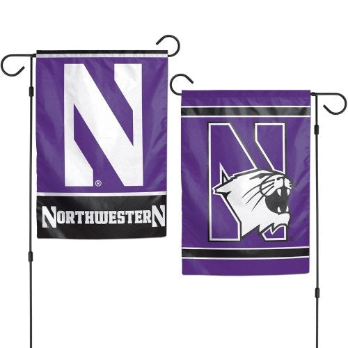 Northwestern Wildcats 2 Sided Garden Flag Logo heartlandflags