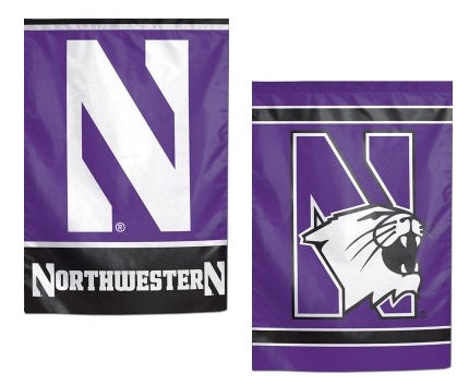 Northwestern Wildcats 2 Sided Garden Flag Logo heartlandflags