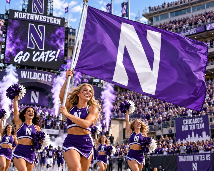 Northwestern Wildcats N Logo 3x5 Purple Flag heartlandflags
