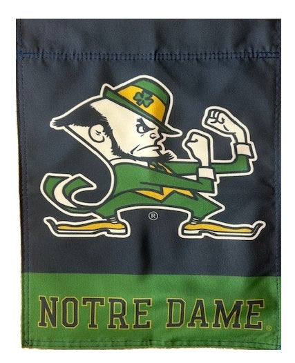 Notre Dame 2 Sided Leprechaun Garden Flag heartlandflags